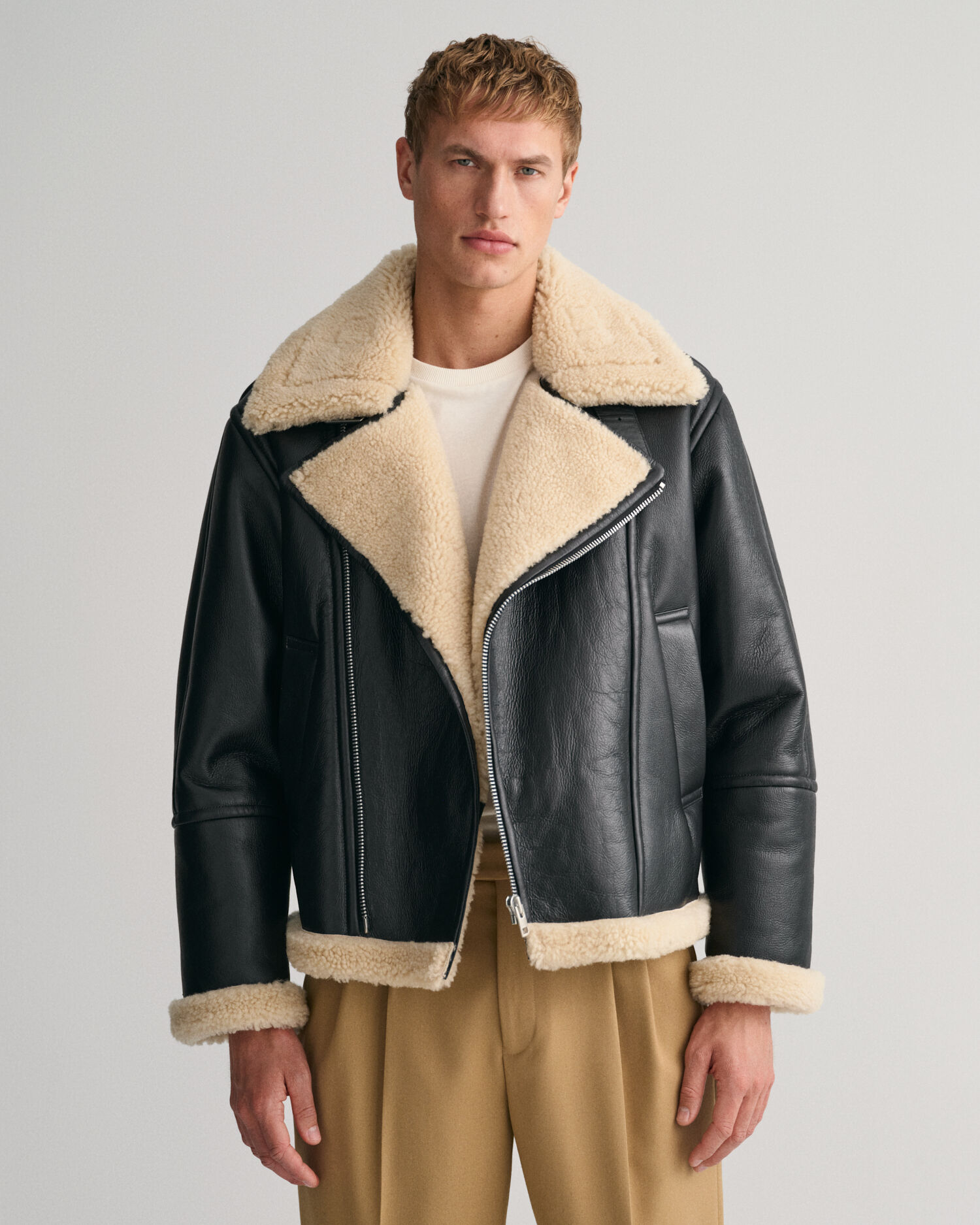 Mens shearling coats 2025 on sale