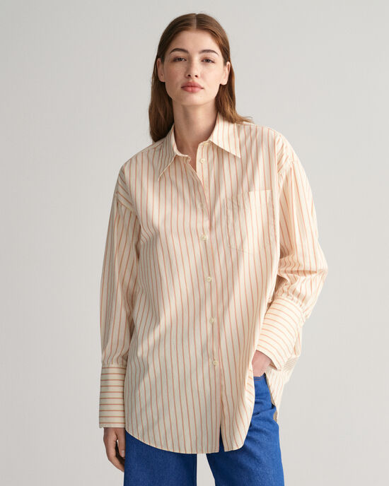 Oversized Striped Compact Poplin Shirt