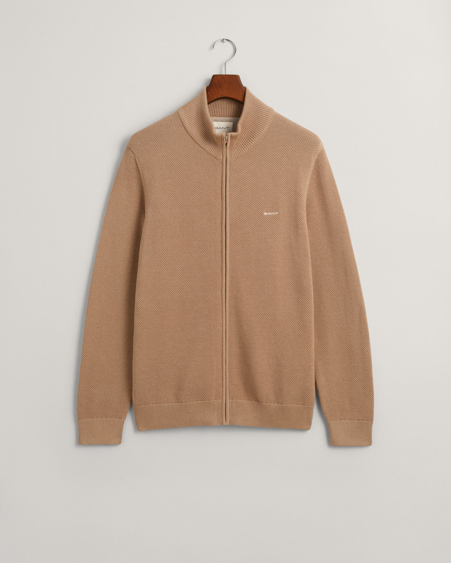 Cotton Piqué Zip Cardigan