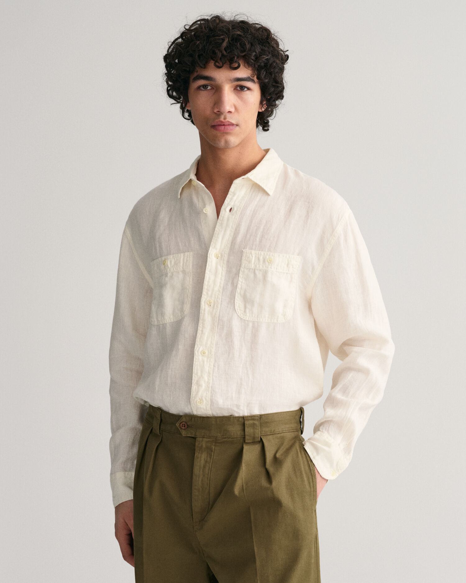 Relaxed Fit Garment-Dyed Linen Shirt