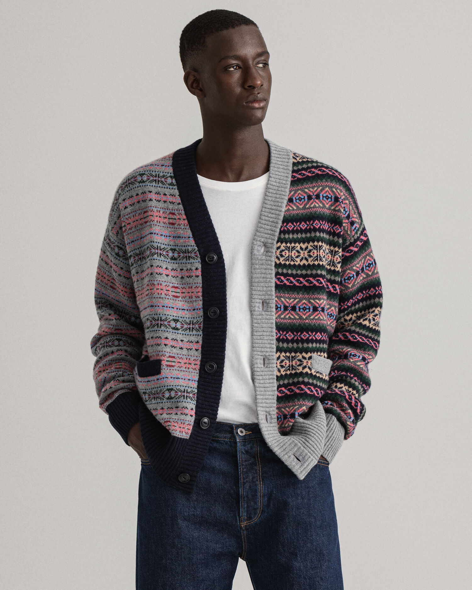 Fair isle 2025 cardigan mens