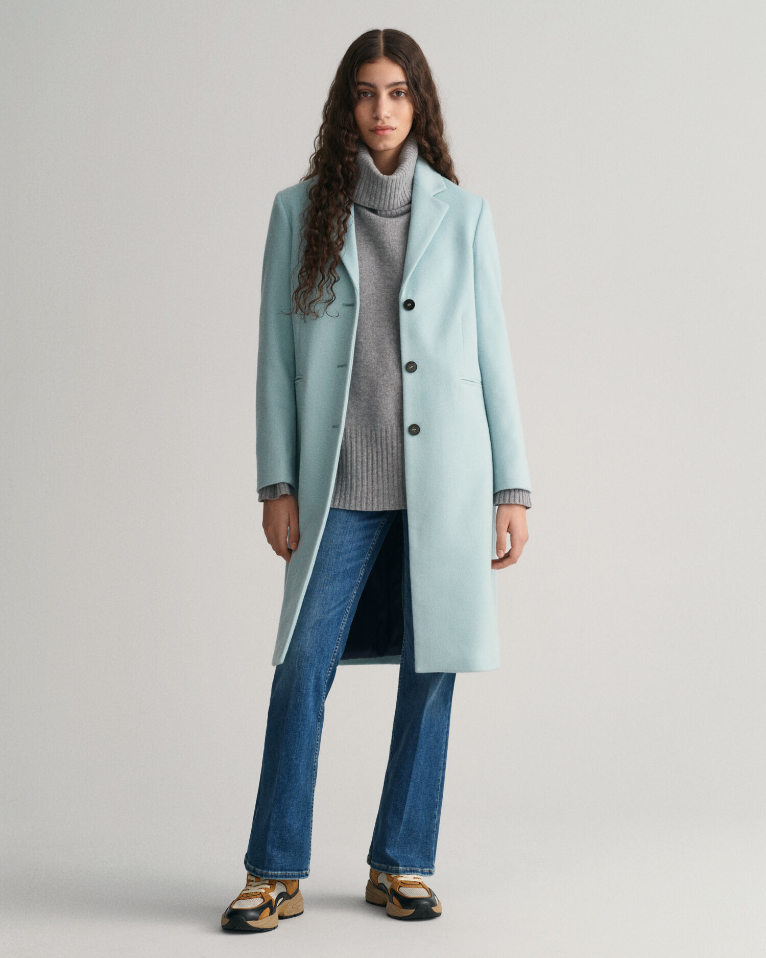 Baby blue discount wool coat womens