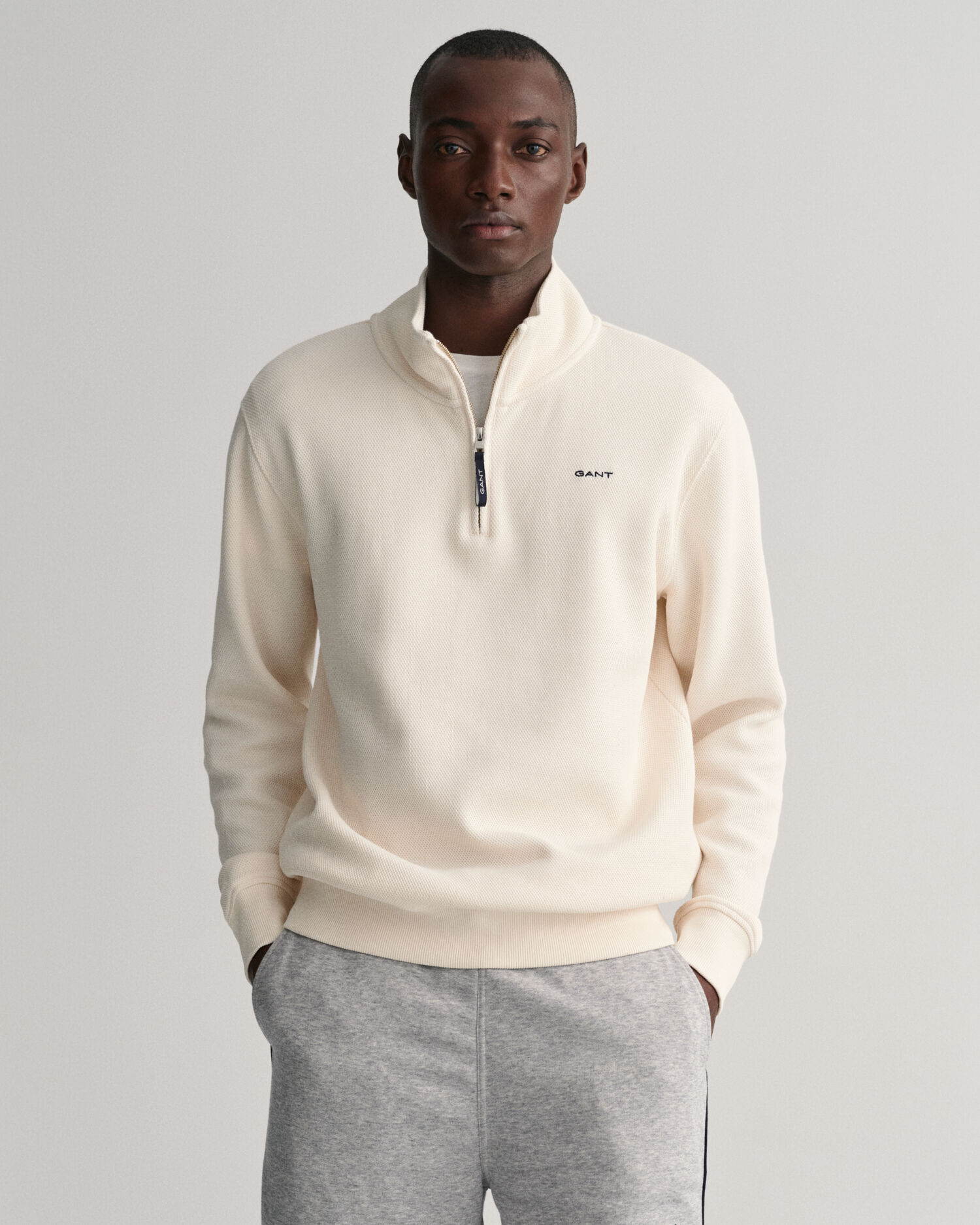 Beige half zip discount sweater