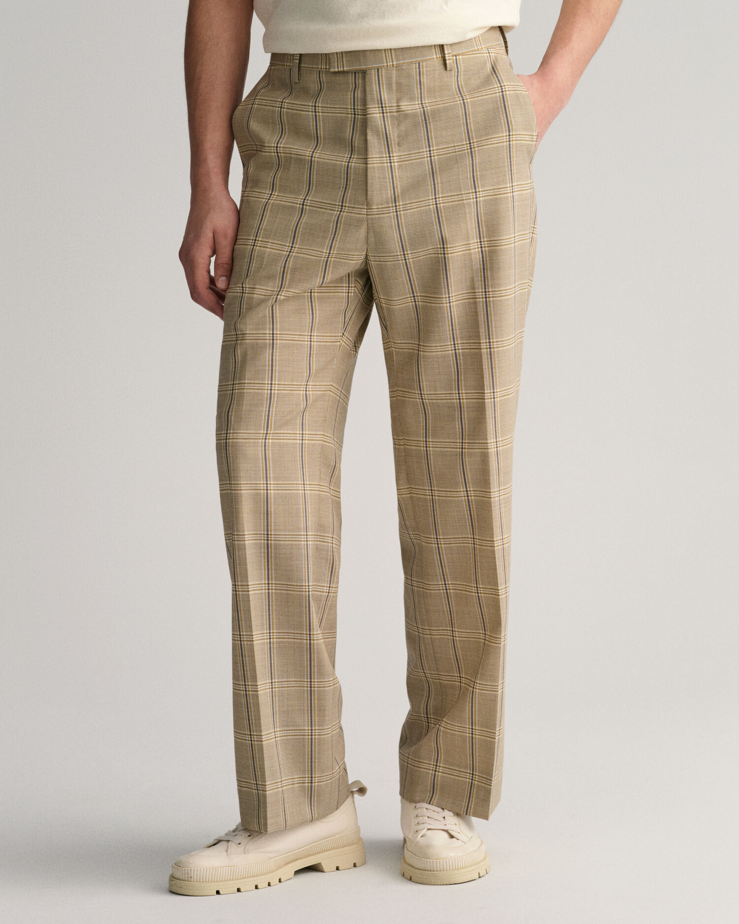 Beige checkered sale pants