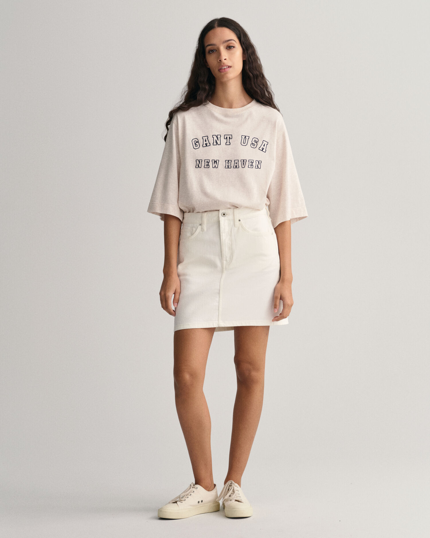 The Maxi Denim Skirt in White – Me&B