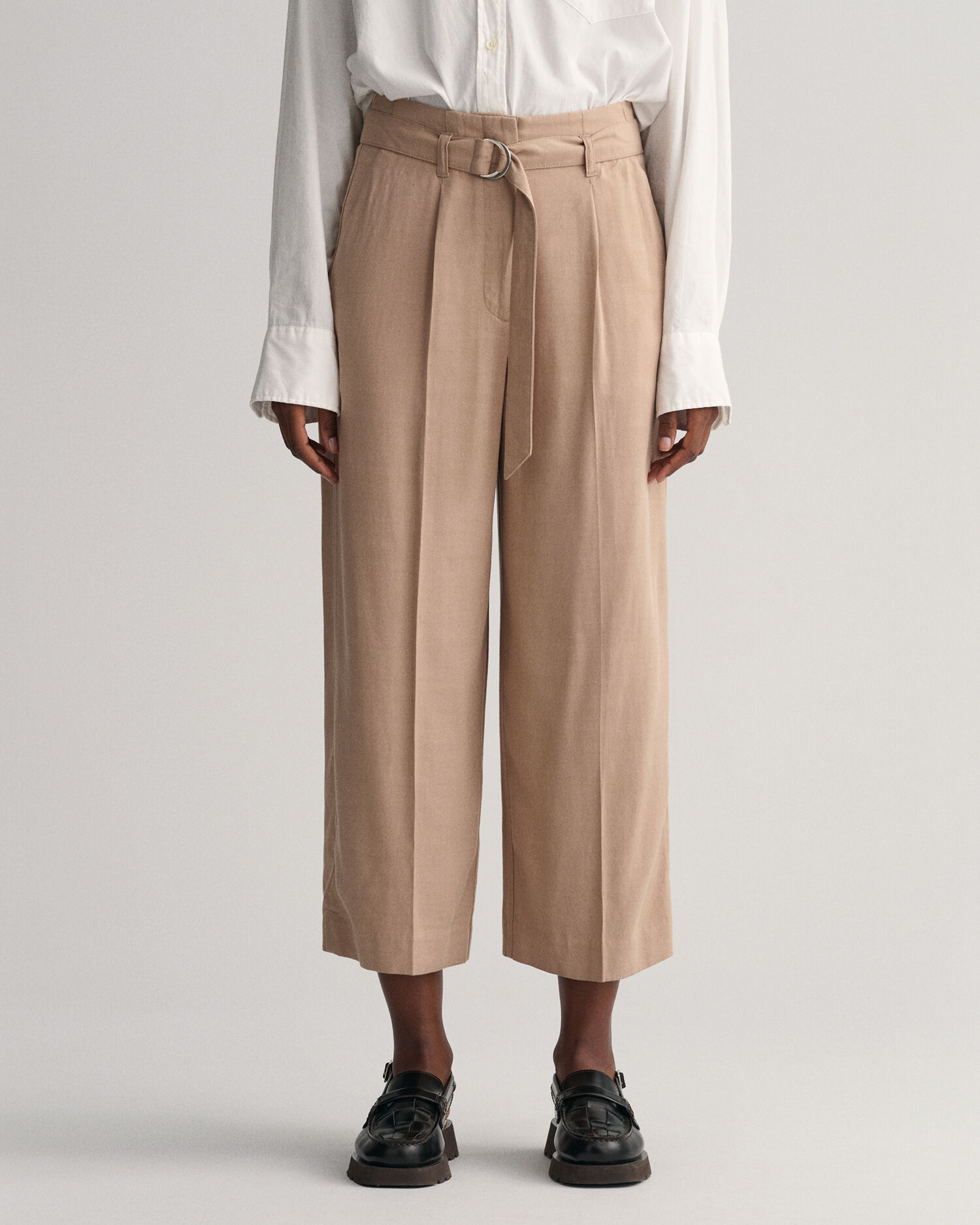 Red Belted Cropped Trousers  Trousers  PrettyLittleThing