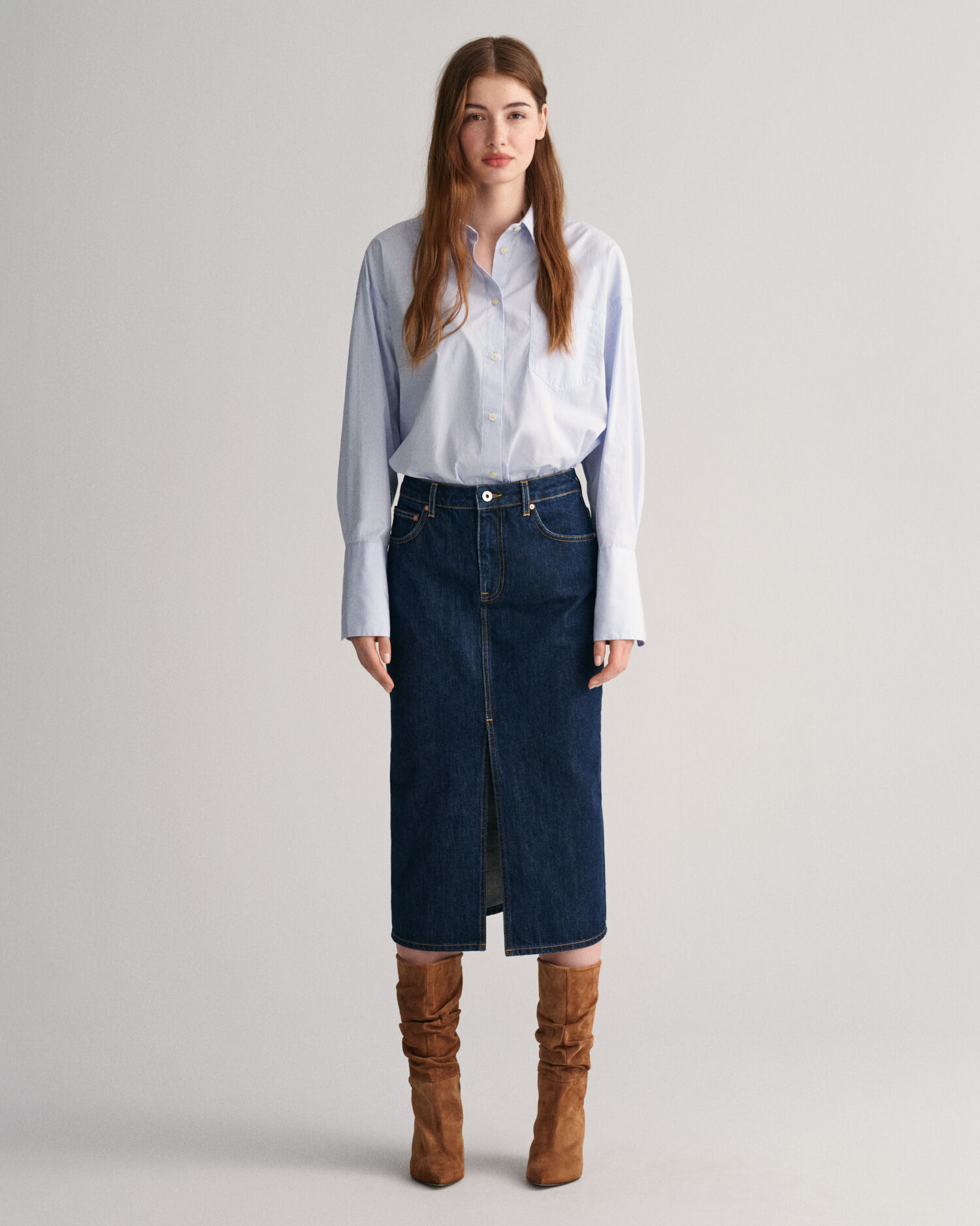Buy Roman Mid Blue A Line Knee Length Denim Skirt from the Next UK online  shop