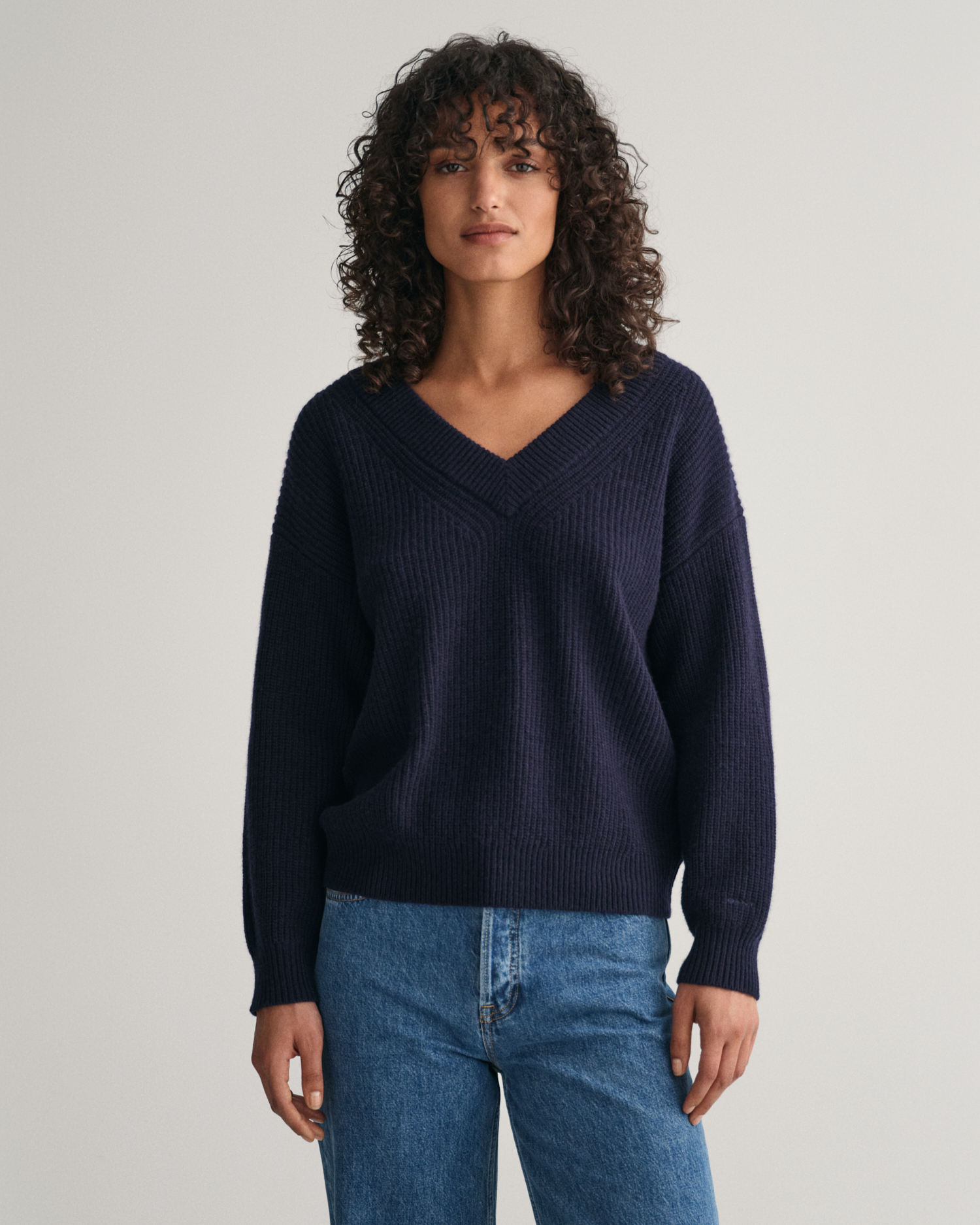 Wool Ribbed V-Neck Sweater - GANT