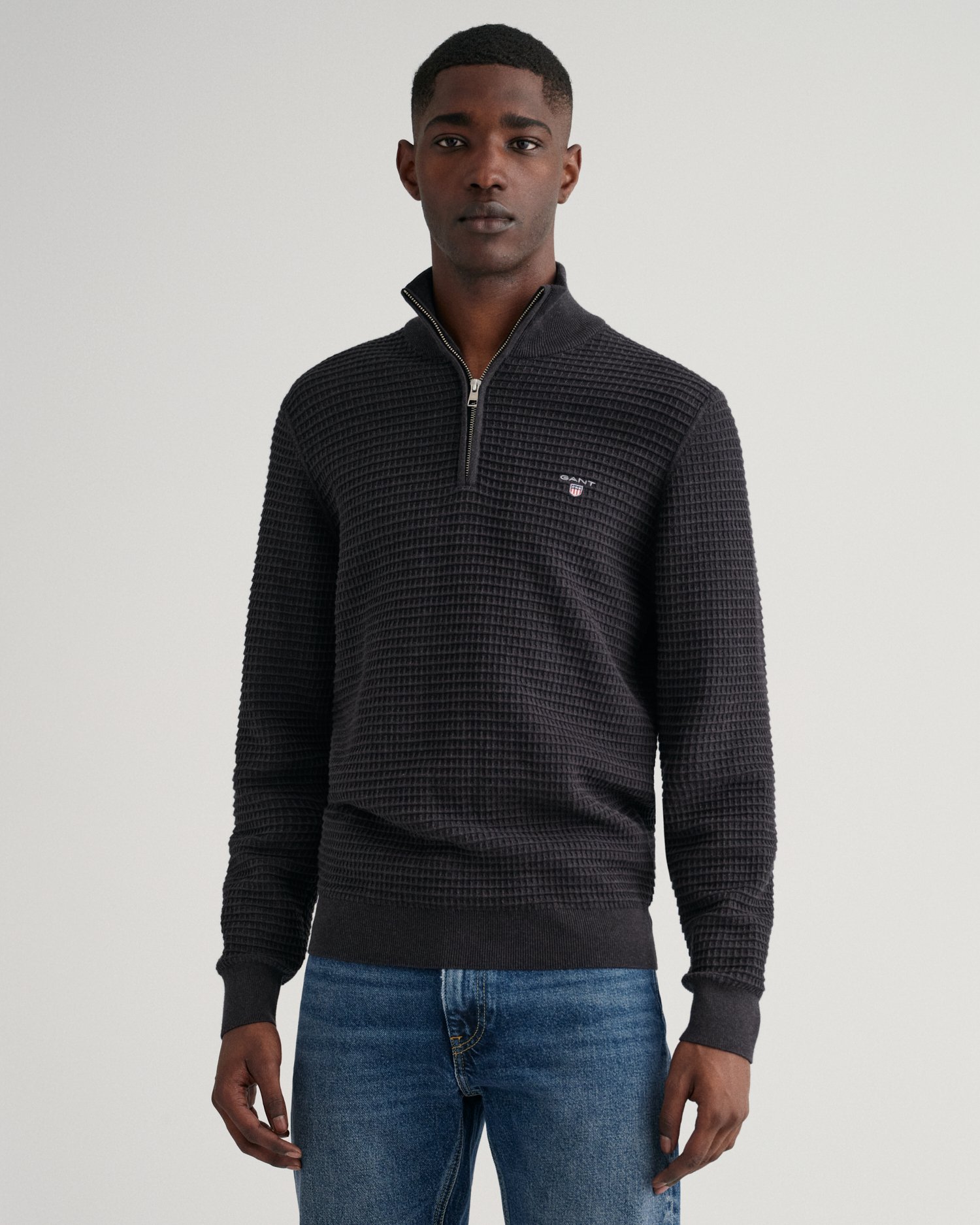 gant half zip textured jumper