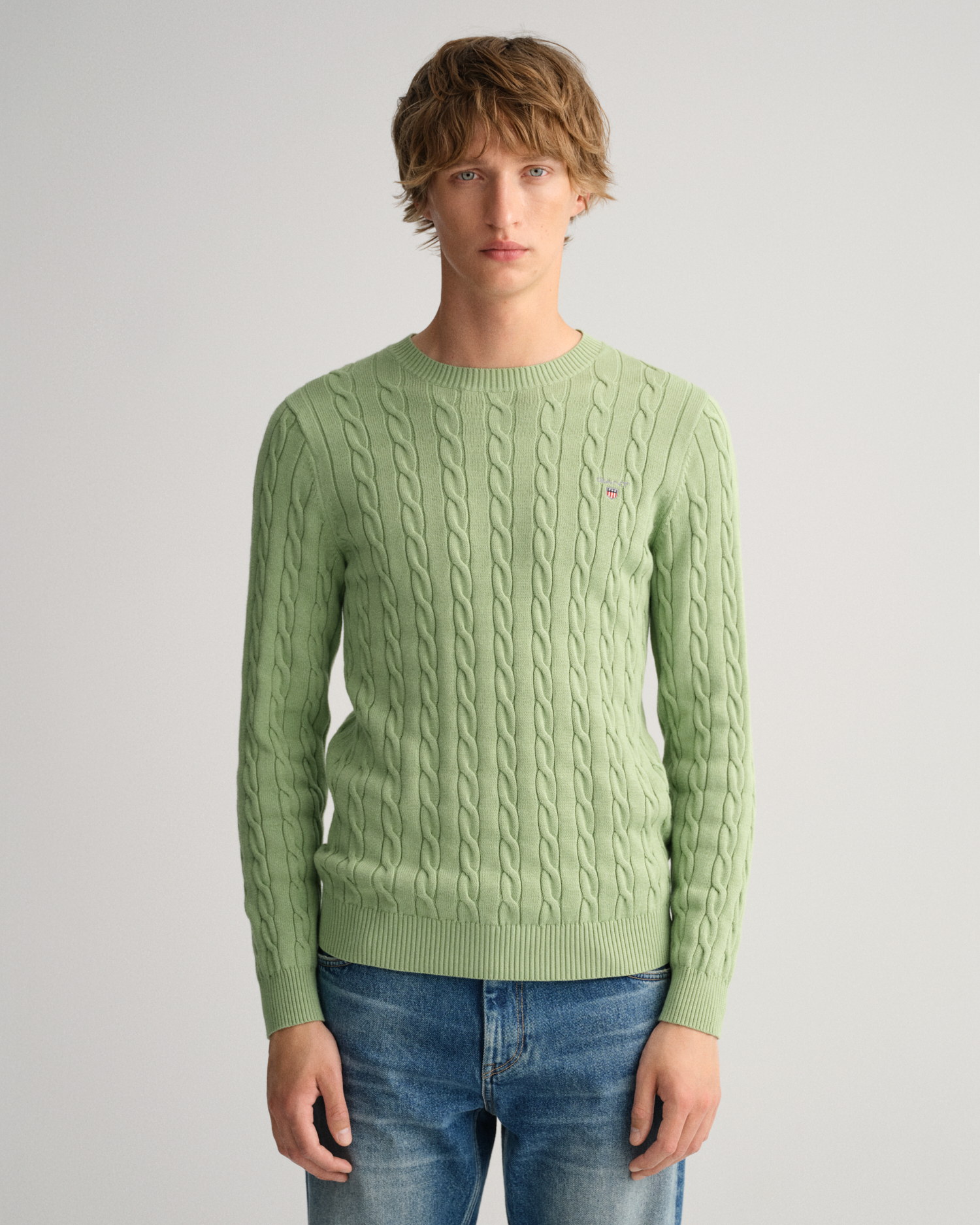 racing green cable knit jumper