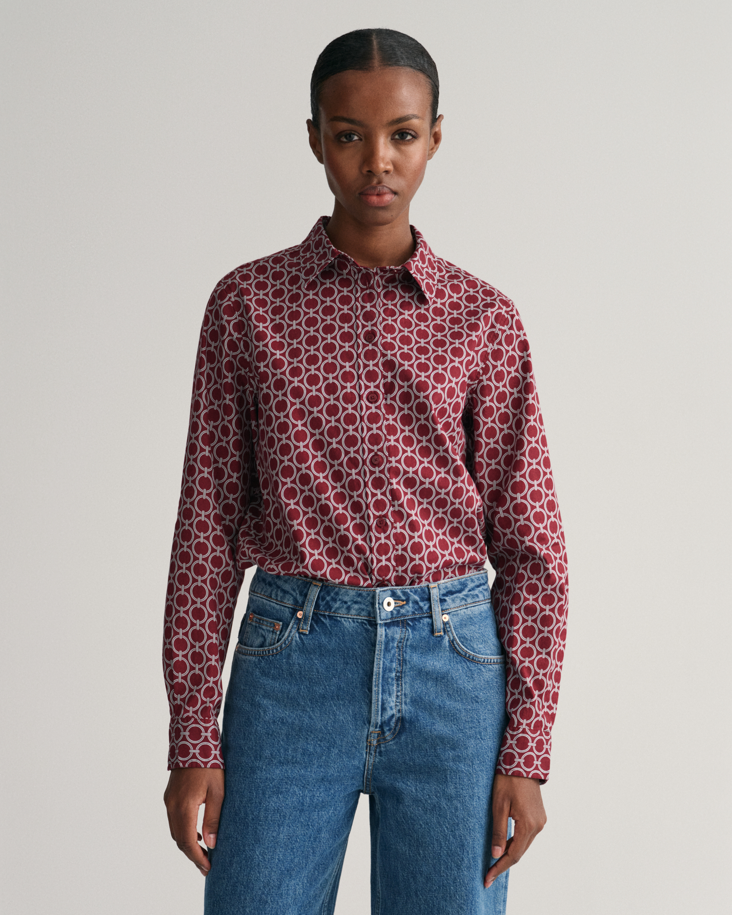 Regular Fit Geometric Cotton Voile Shirt