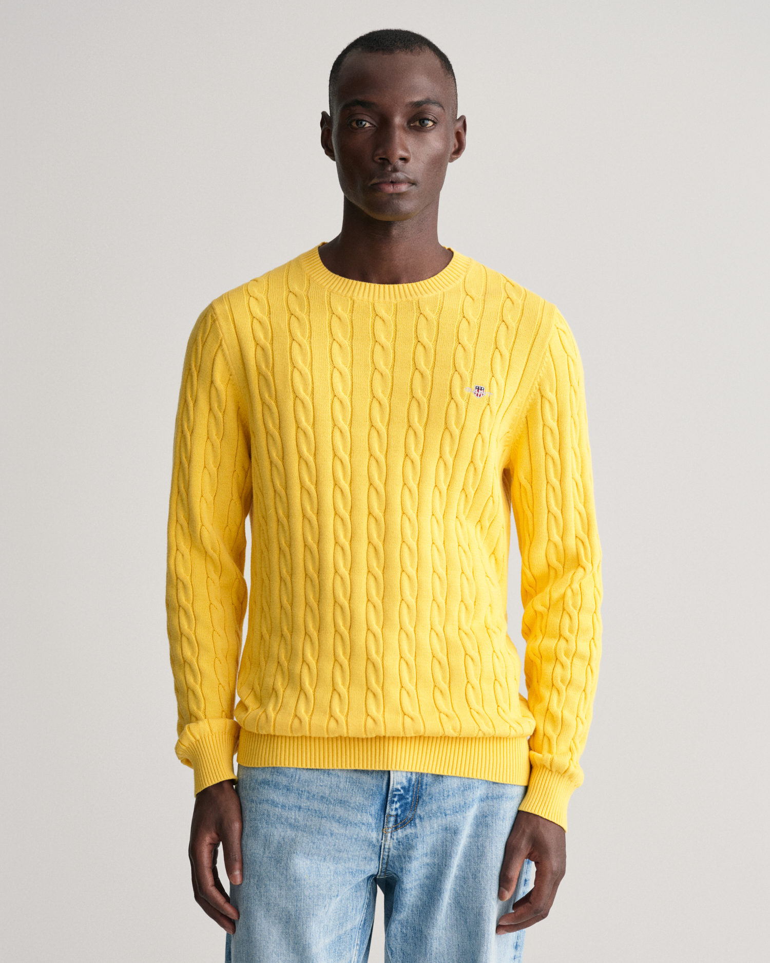 Cotton Cable Knit Crew Neck Sweater - GANT