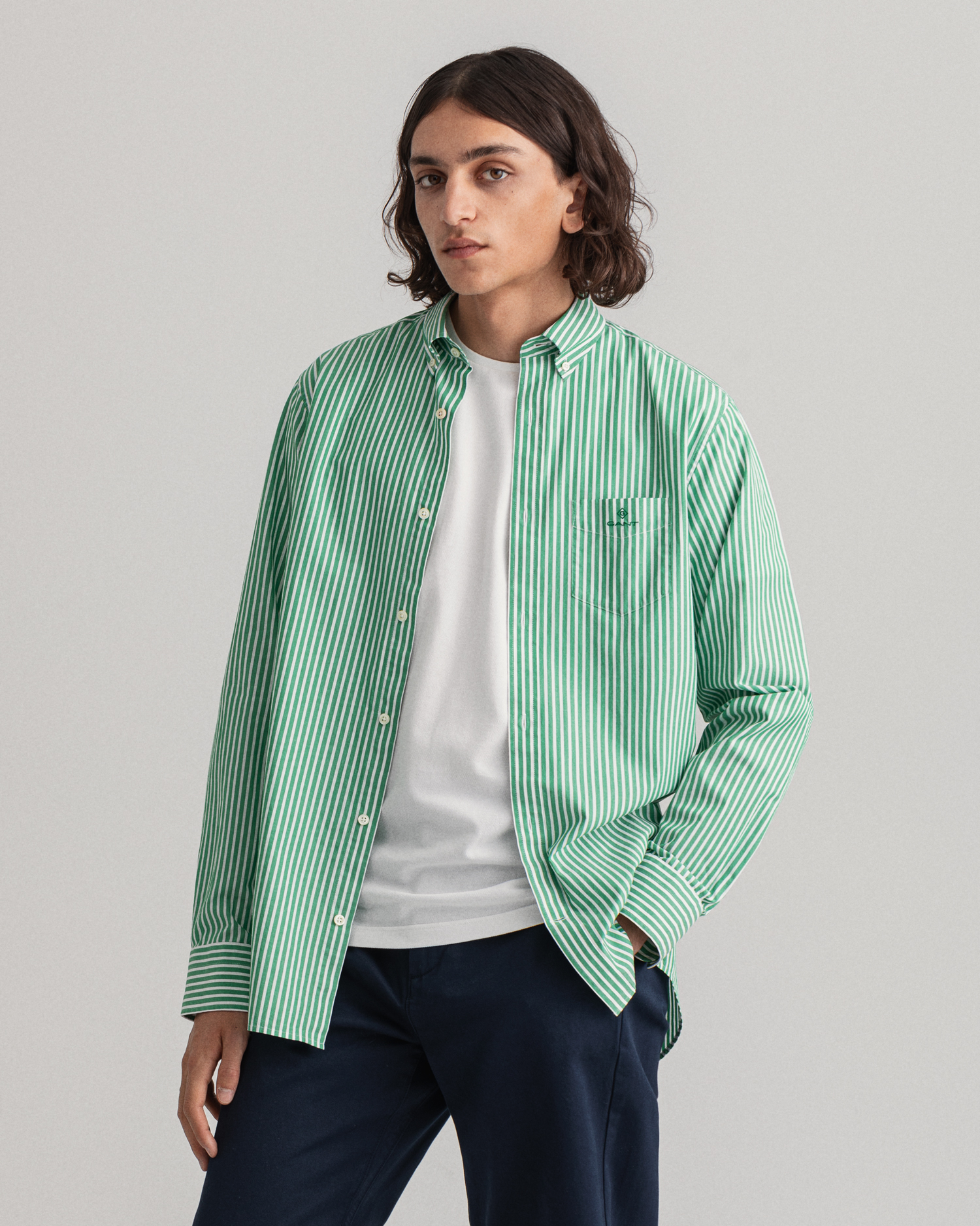 

GANT Men Regular Fit Stripe Broadcloth Shirt (XXXL) Green