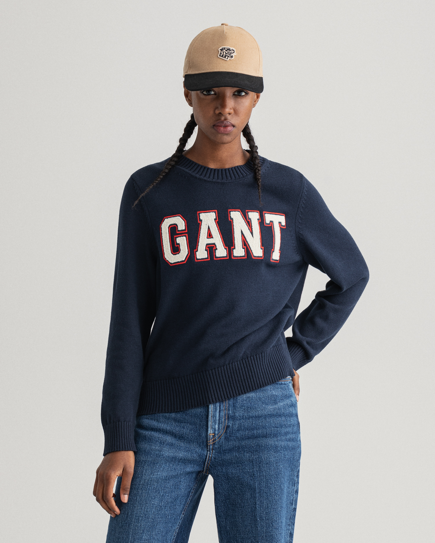 

GANT Women Logo Cotton Crew Neck Sweater (XS) Blue