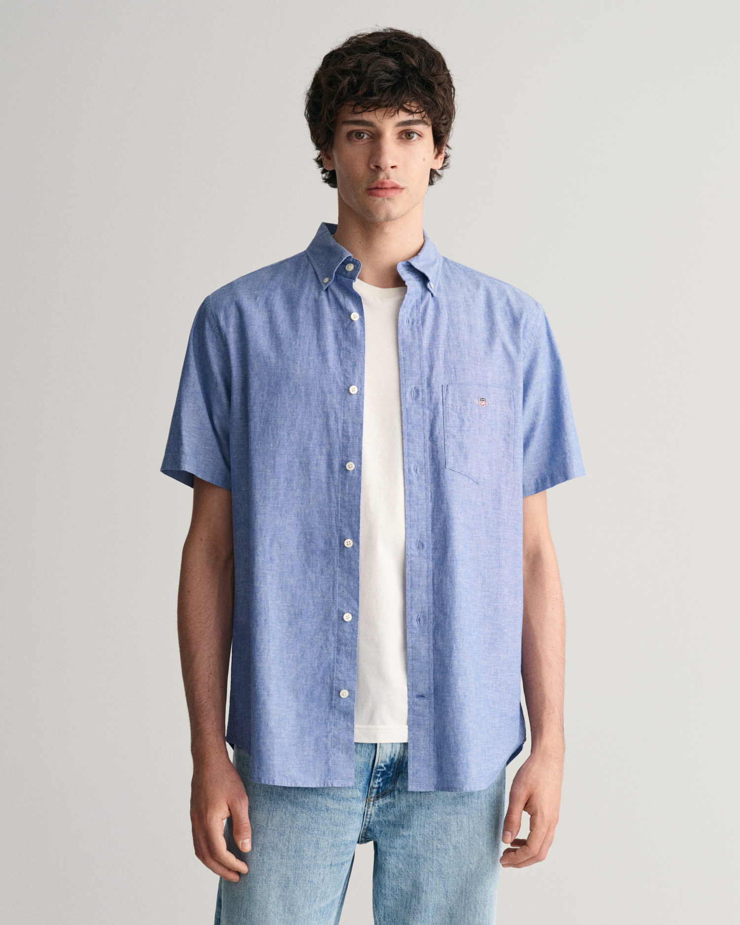 Regular Fit Cotton Linen Short Sleeve Shirt - GANT