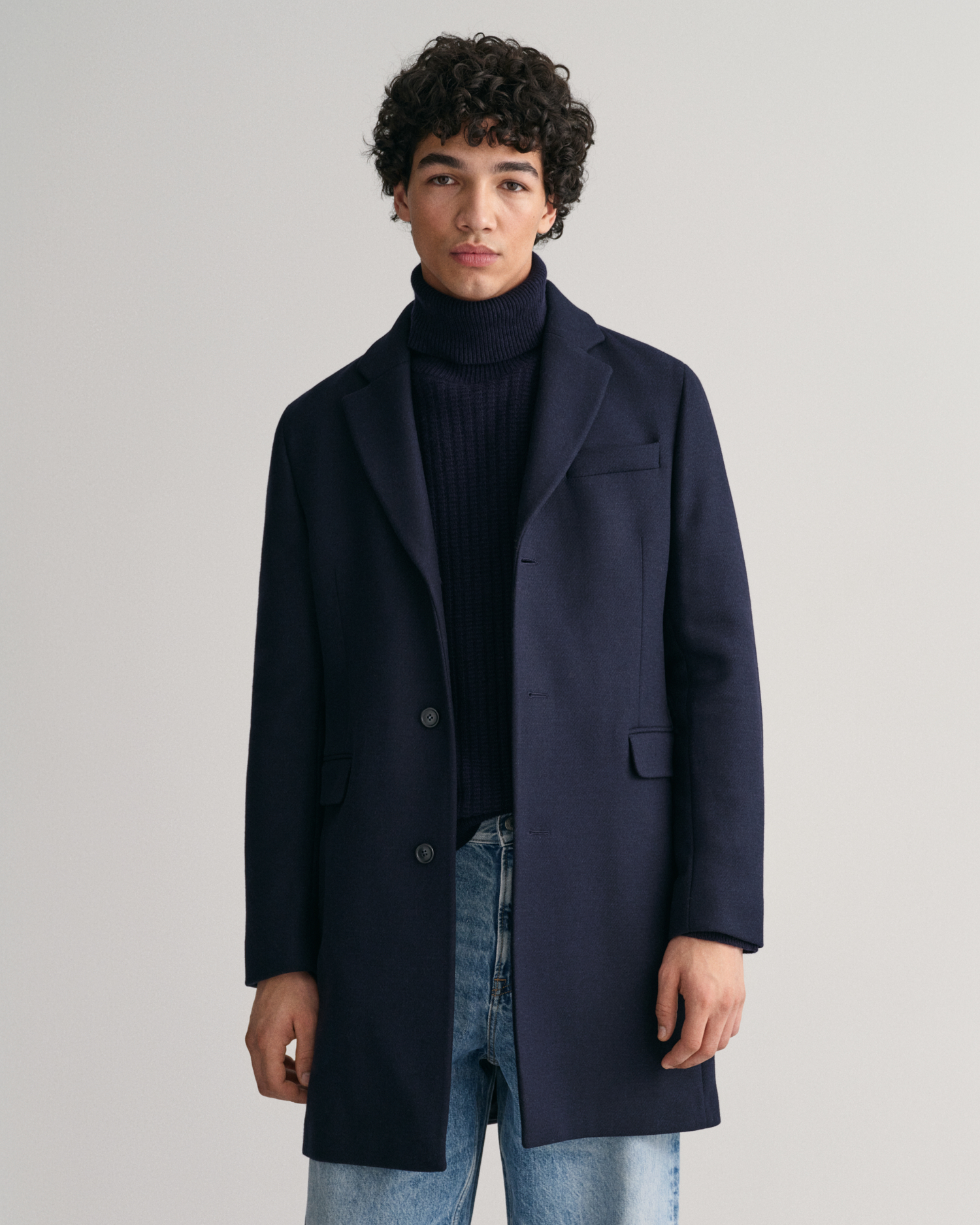 Fitted wool 2024 coat mens