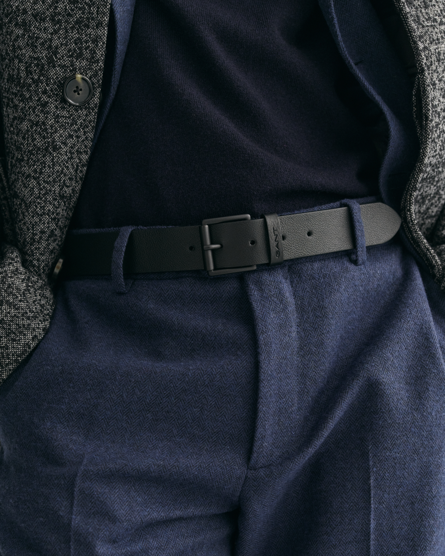 Tonal Buckle Leather Belt - GANT