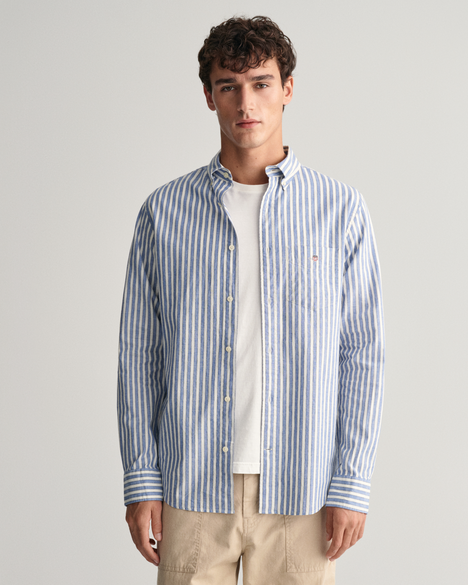 Regular Fit Striped Cotton Linen Shirt - GANT