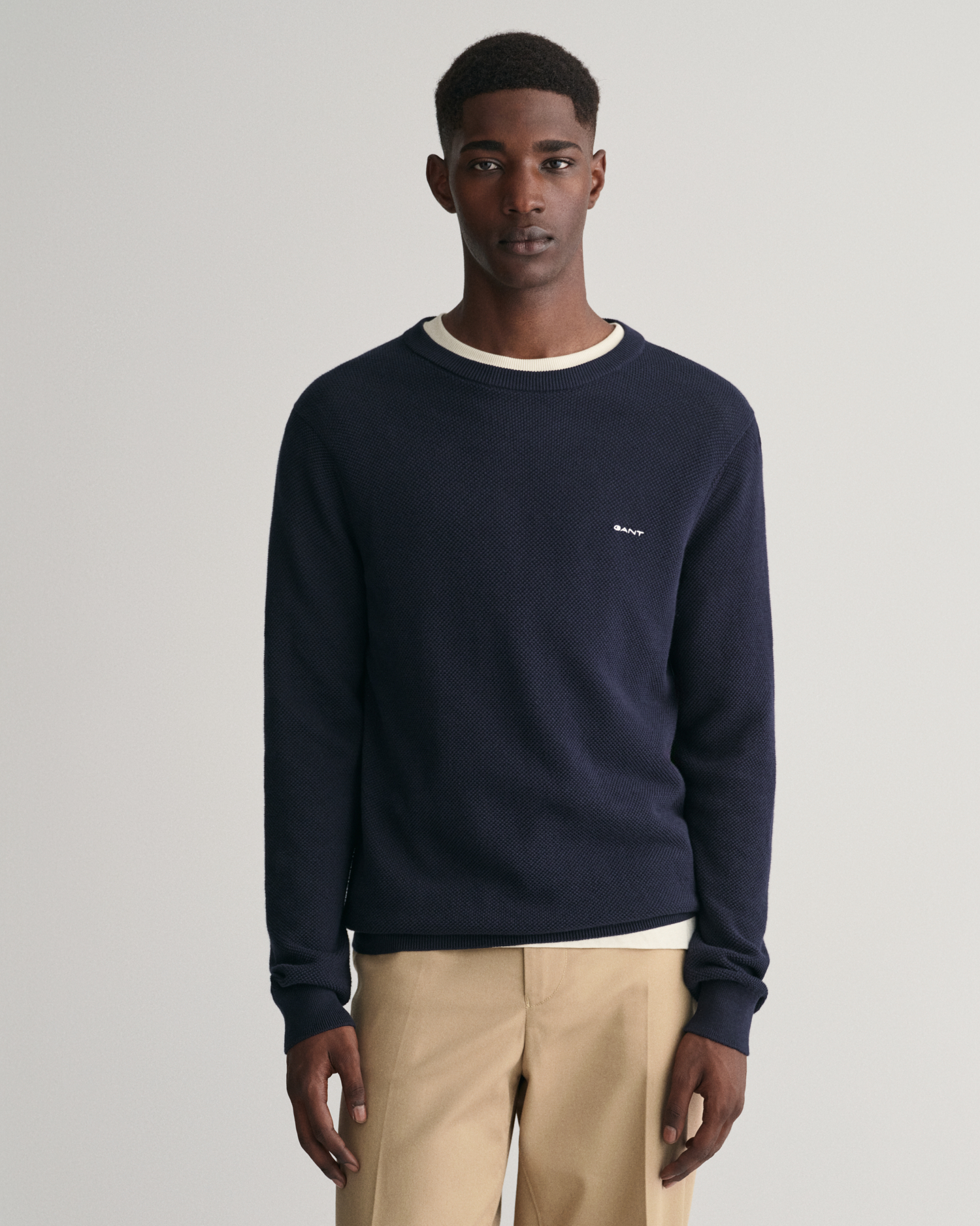 Cotton Piqué Crew Neck Sweater - GANT