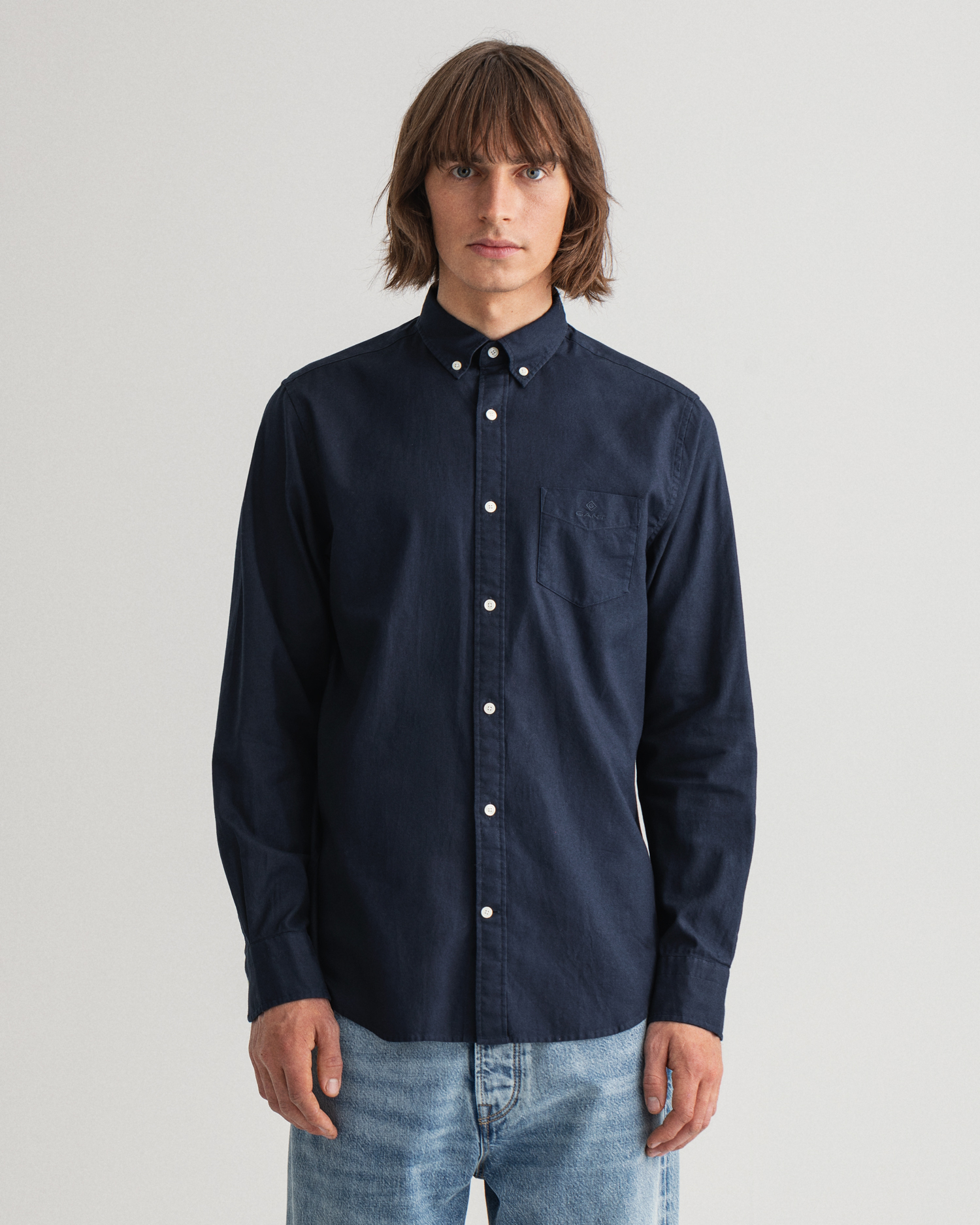 

GANT Men Regular Fit Garment-Dyed Basketweave Shirt (M) Blue