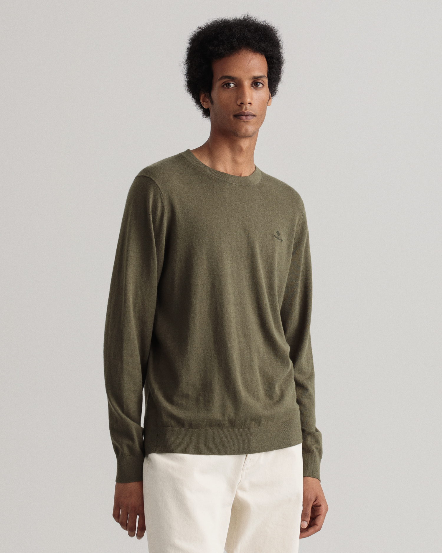 

GANT Men Cotton Cashmere Crew Neck Sweater (S) Green