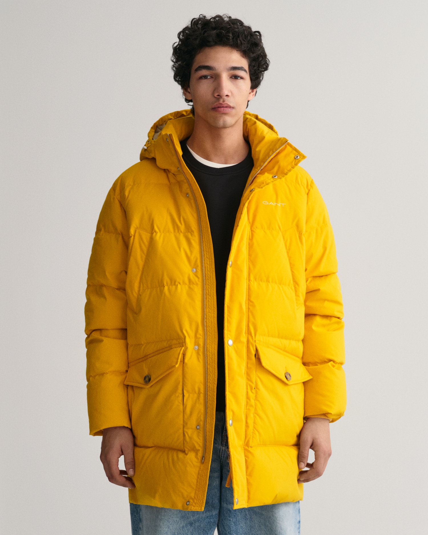 Mens yellow down jacket sale