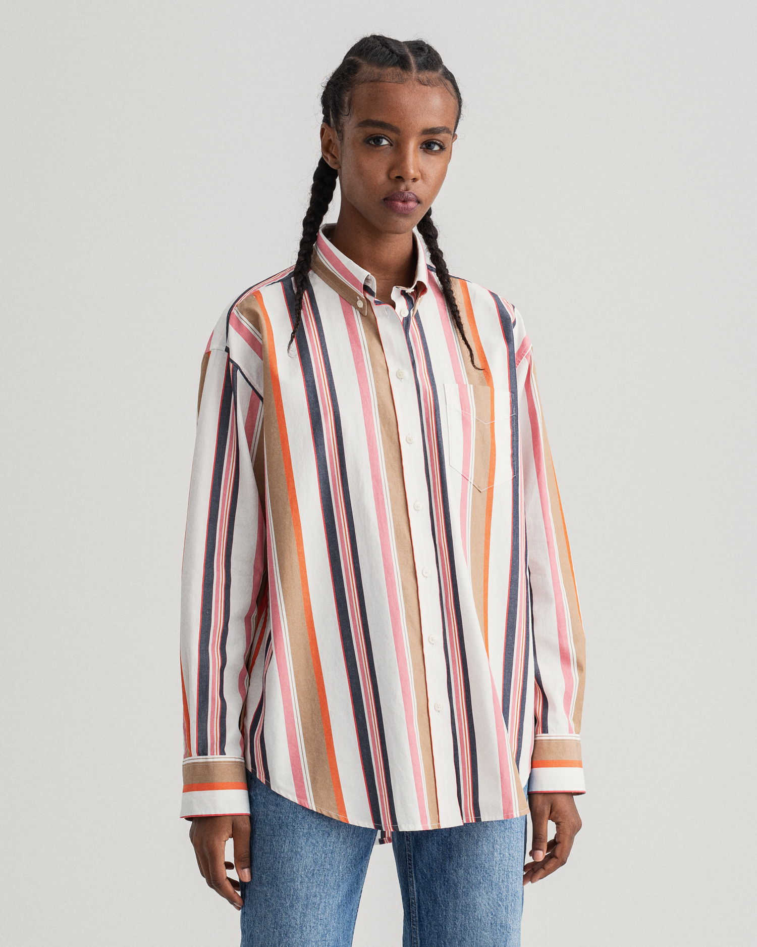 

GANT Women Relaxed Fit Multi Stripe Shirt (40) Beige