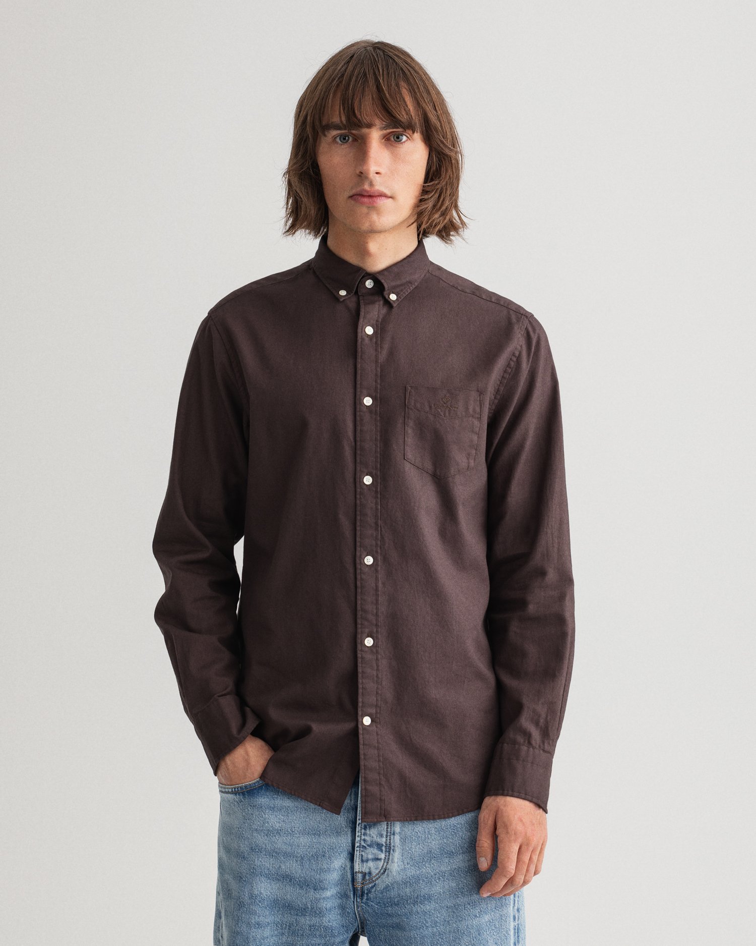 

GANT Men Regular Fit Garment-Dyed Basketweave Shirt (XXXL) Brown