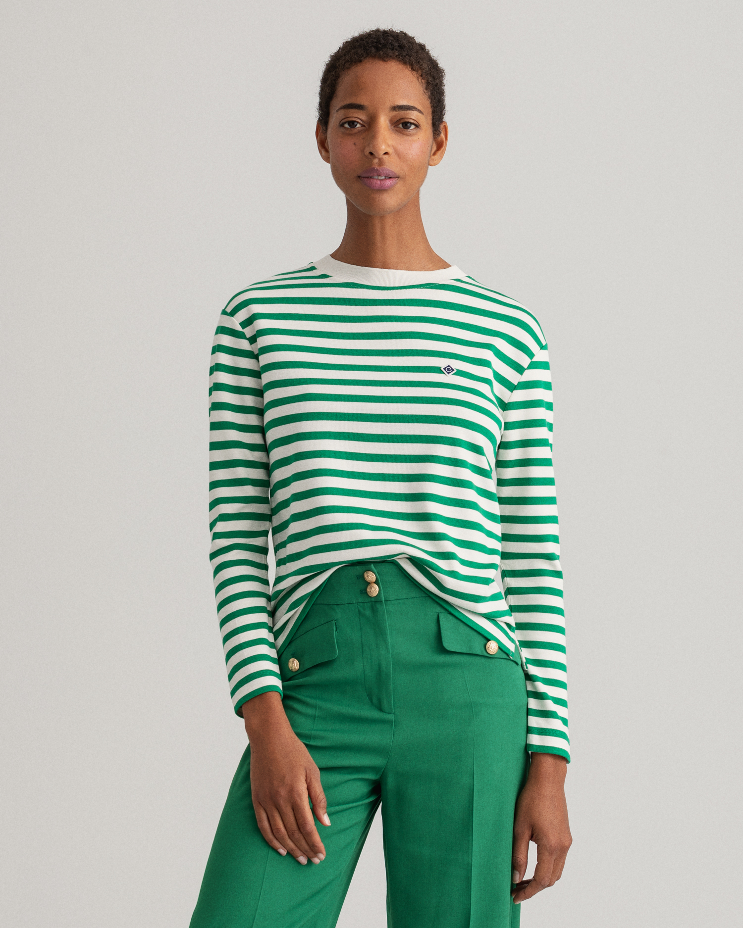 

GANT Women Icon G Striped T-Shirt (L) Green