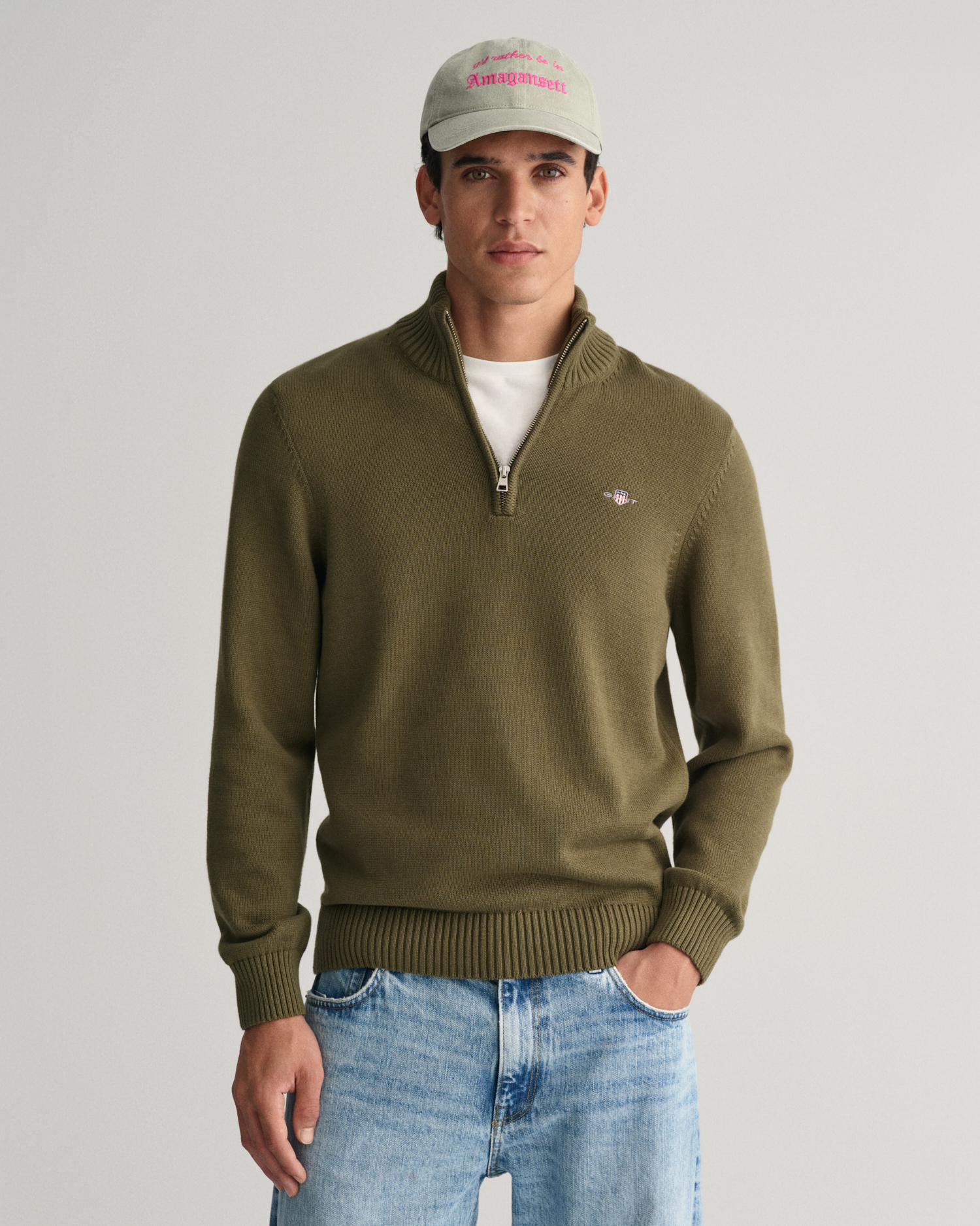Casual Cotton Half-Zip Sweater - GANT