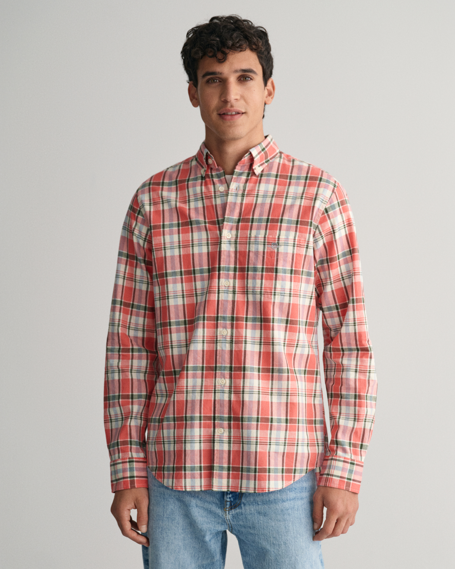 Regular Fit Checked Cotton Linen Shirt - GANT