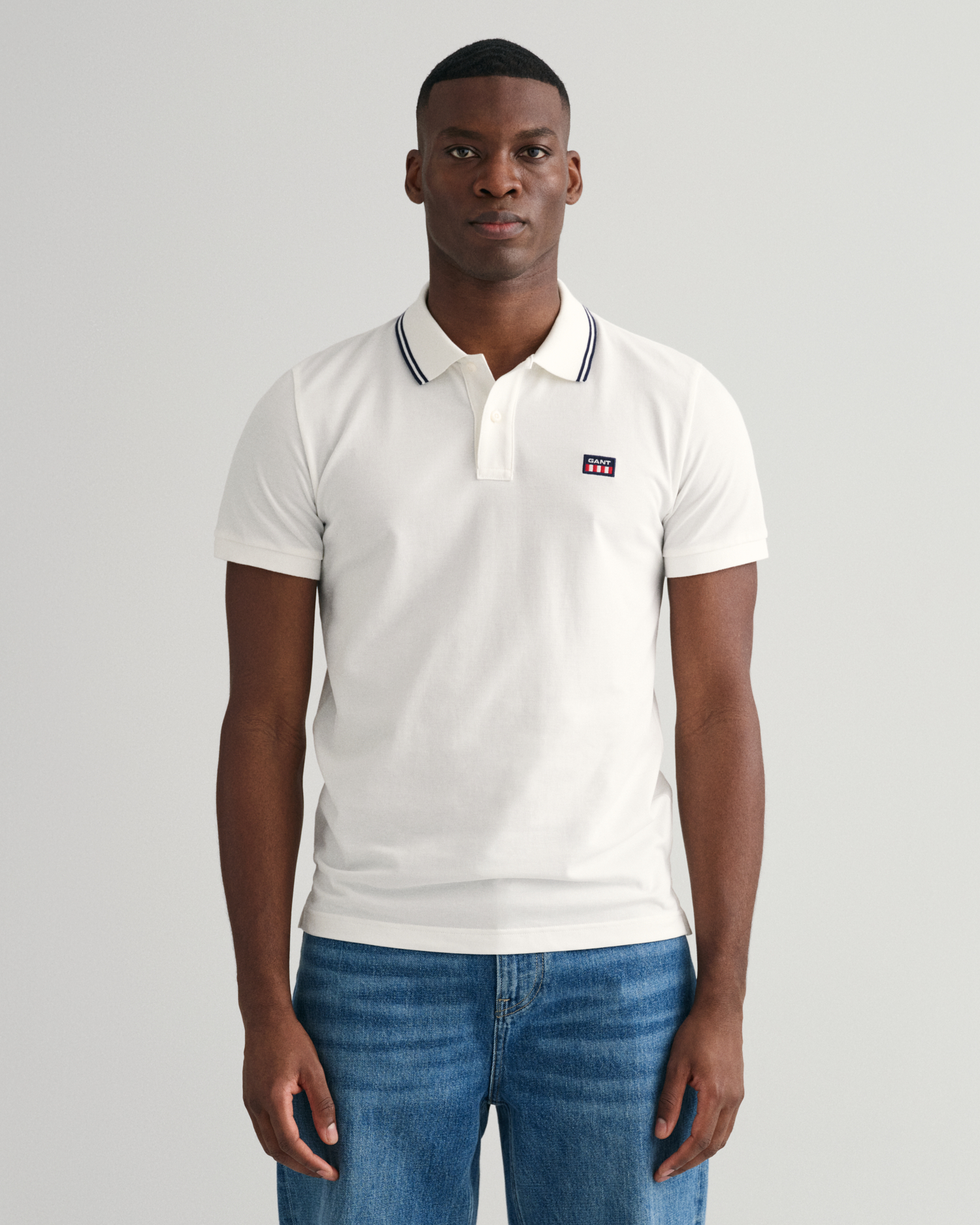 Striped Contrast Collar Piqué Polo Shirt - GANT