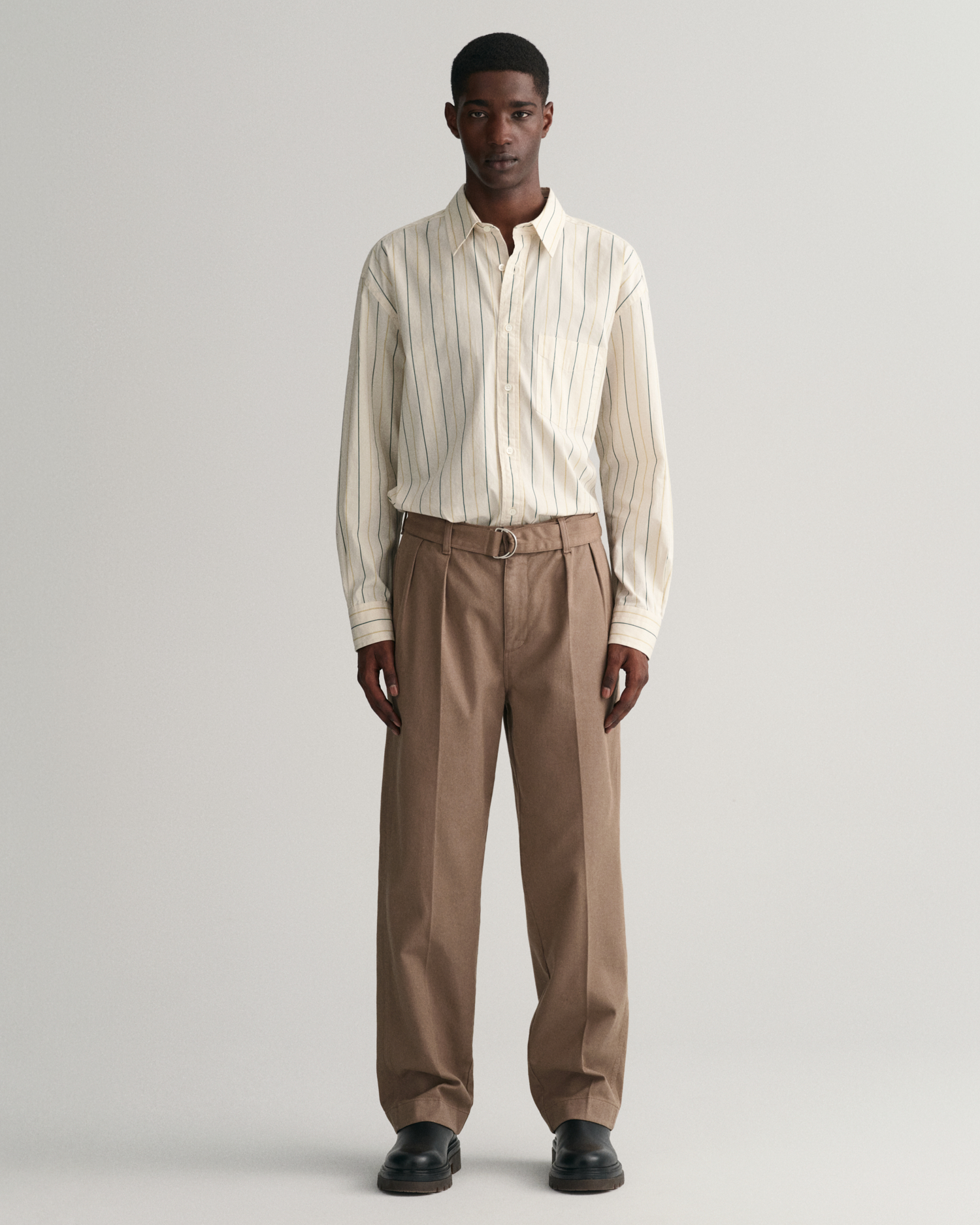 Belted Pleated Chinos